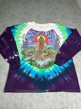 Vintage 2000 Grateful Dead Liquid Blue Tie Dye Long Sleeve Shirt L Double